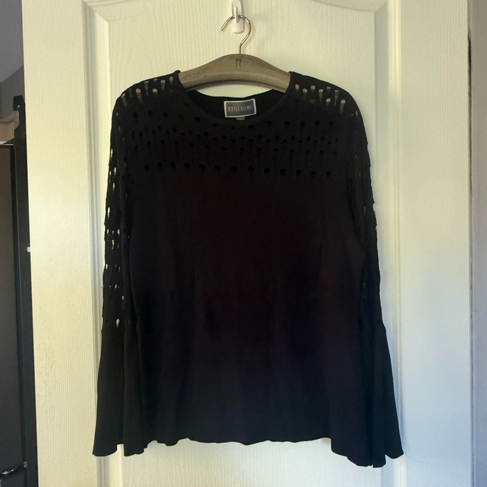 Black Long Sleeve Top with Cutout Details